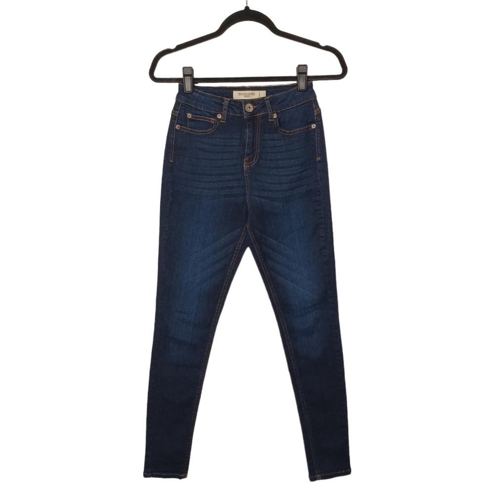 MUSELOOKS ERGO High Rise Dark Medium Blue Skinny Denim Jeans 3